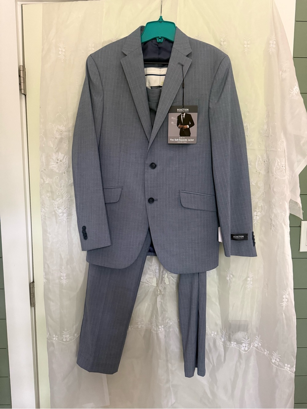Kenneth Cole Men's Light Gray Pinstripe Suit - Two-Piece